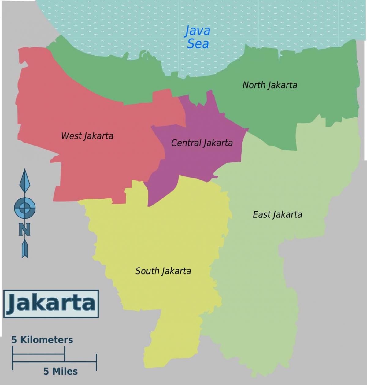 ನಕ್ಷೆ ಜಿಲ್ಲೆಗಳಲ್ಲಿ Jakarta